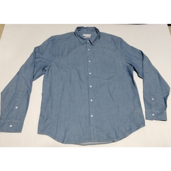 Lucky Brand Men Button Down Shirt Blue Denim Long Sleeve Size XL MSRP $69.50 - Picture 1 of 11